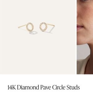 Quince Gold Diamond Pave Circle Stud Earrings